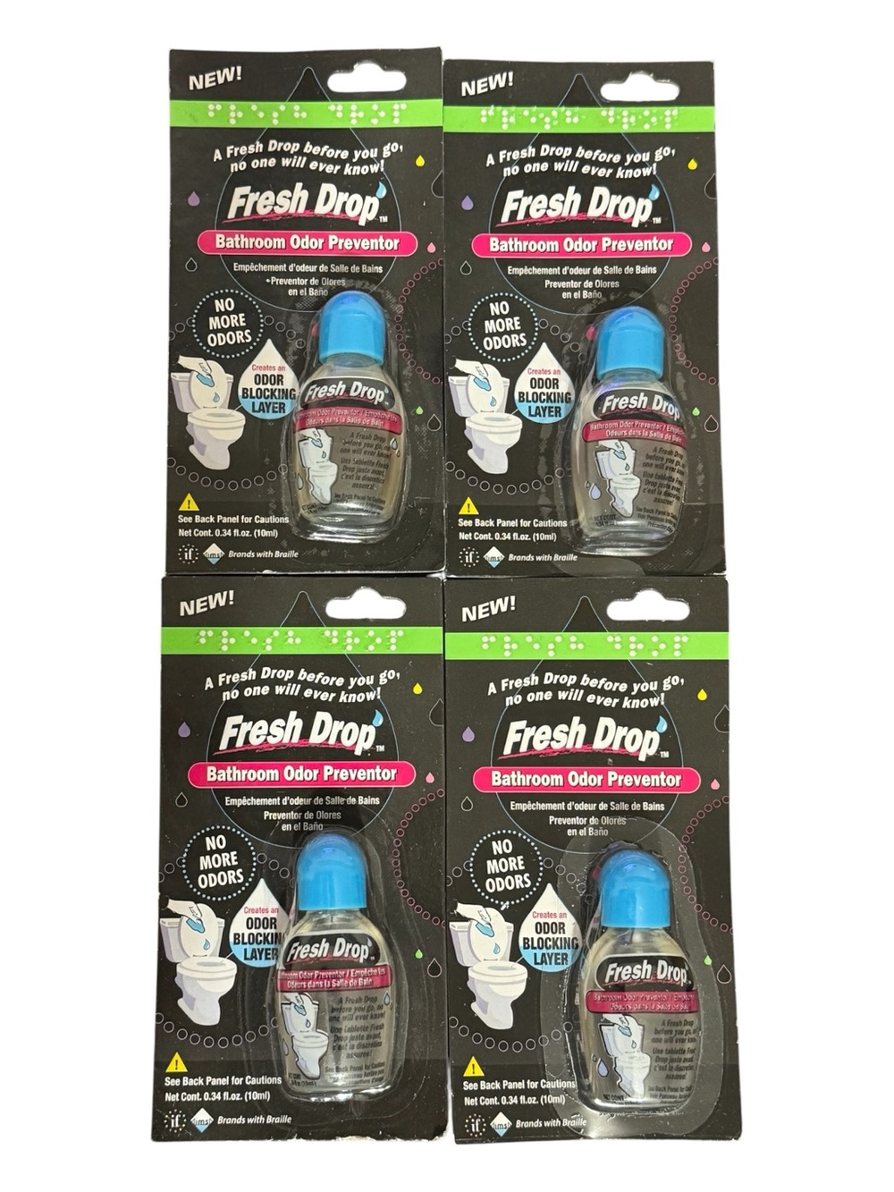 Toilet Odor Eliminator Fresh Drop Air Freshener Spray 0.34 Fl Oz Each 4 Pack